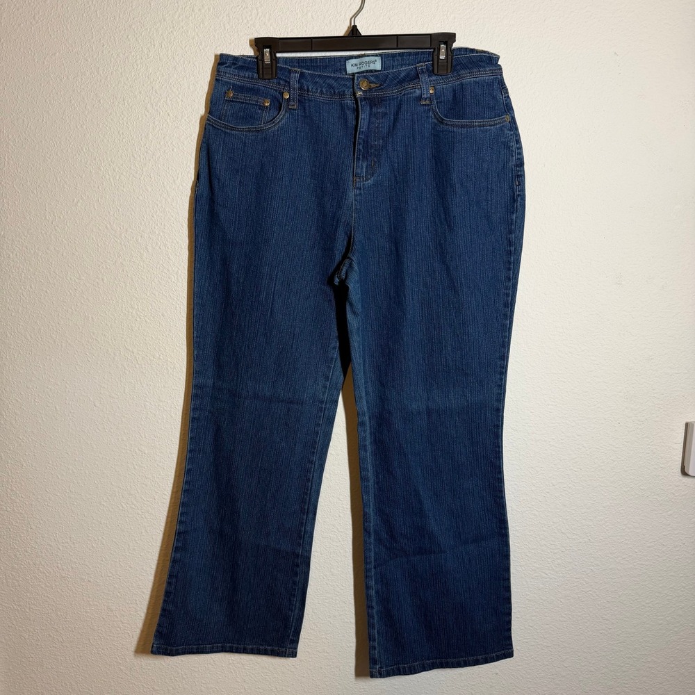 Kim Rogers Petite Straight‎ Leg Jeans Medium Wash Blue Denim Women's Size 14P
